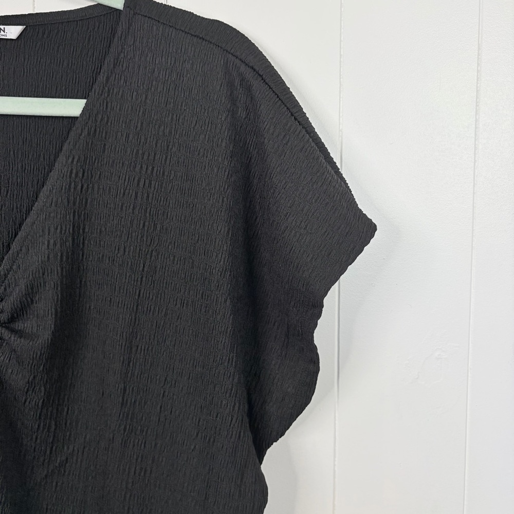 Penningtons Black Short Sleeve Stretch Blouse Top Size 2X Office Summer Basic - Picture 4 of 9